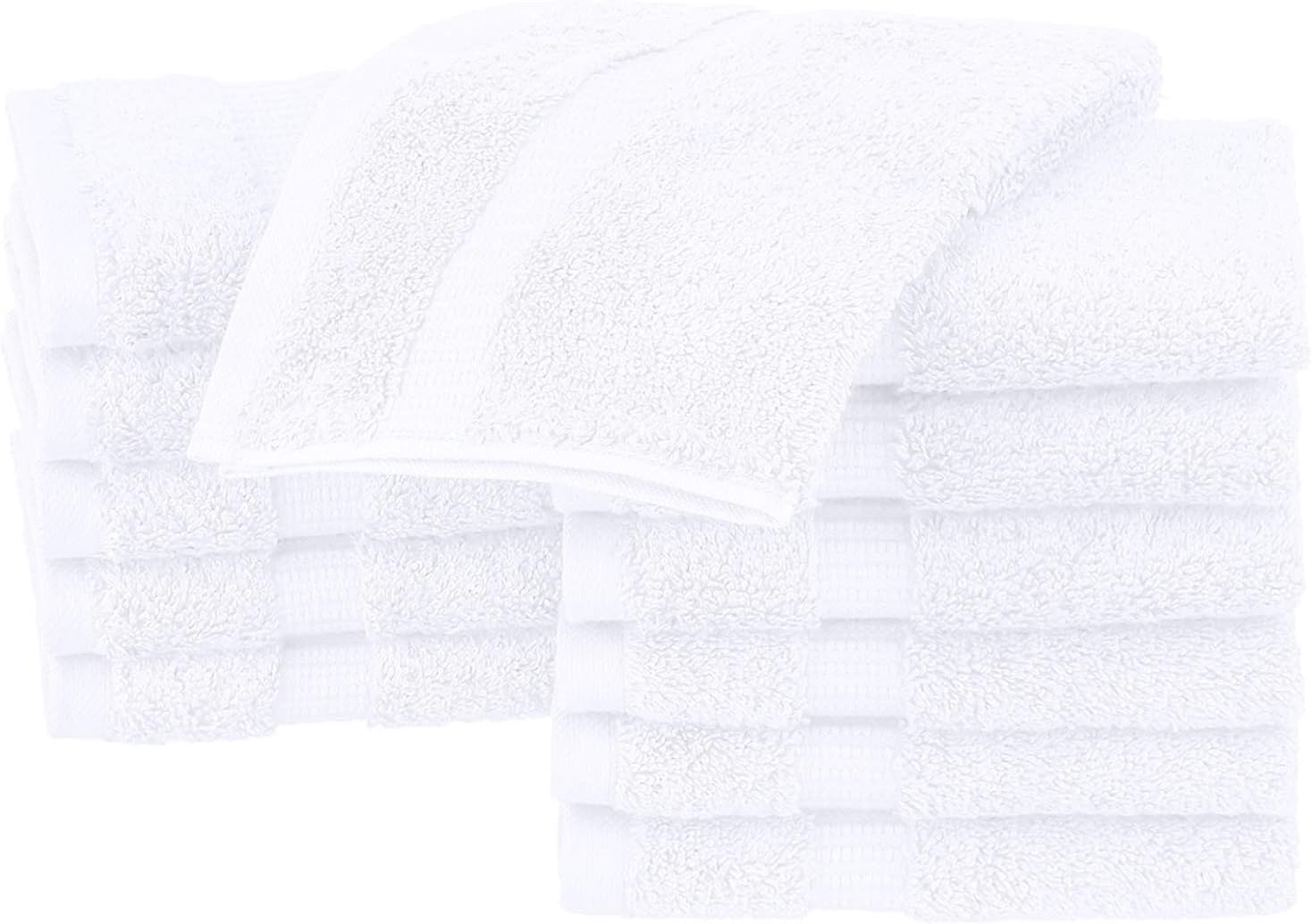 VINN DUNN® Hotel 100% Cotton Face Cloth, 12 Cotton Washcloths, Flannels Face Cloth Pack, 400 GSM Wash Cloths