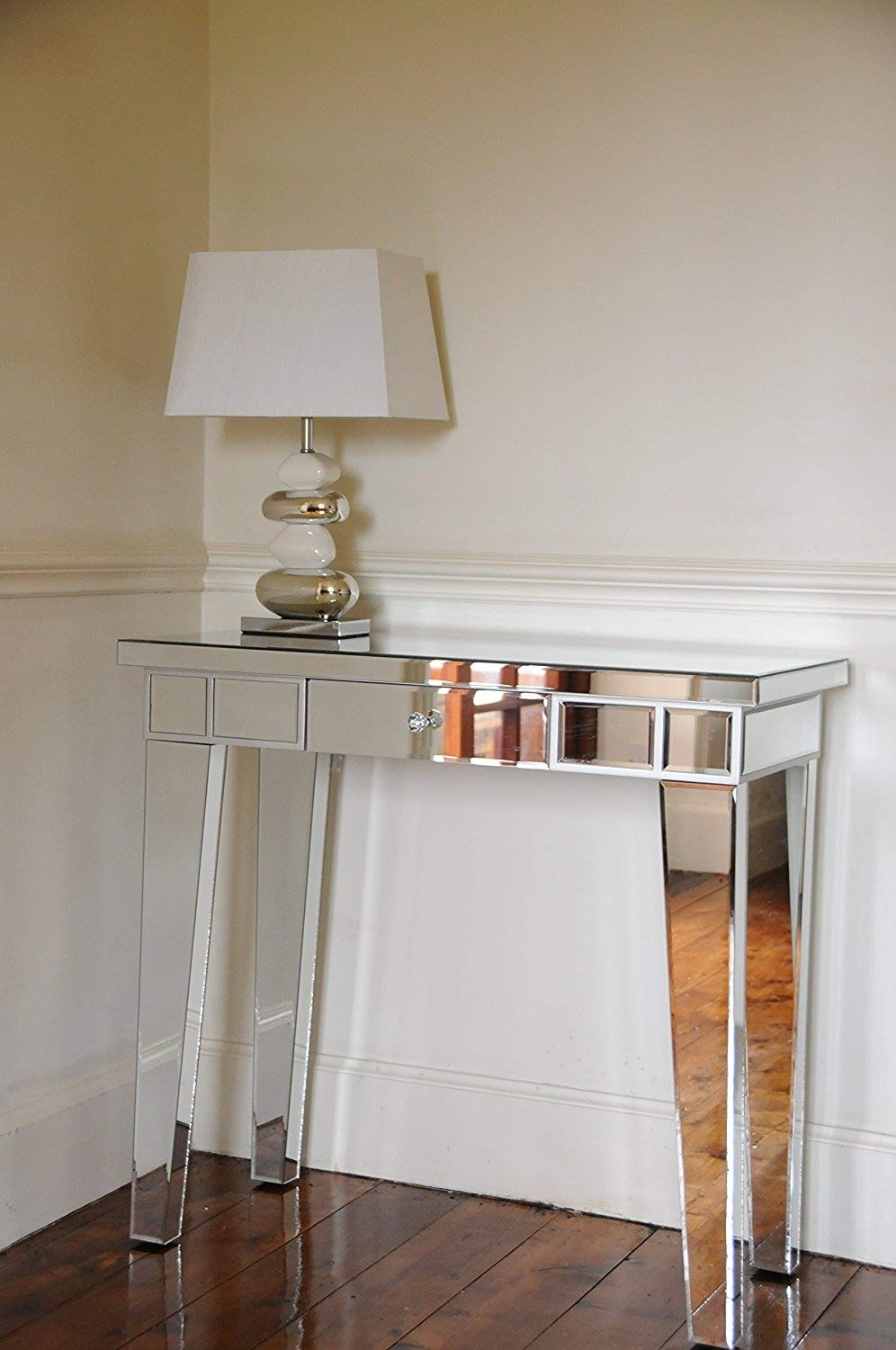 Portofino Contemporary Mirrored Dressing Table Console Table With