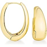 Altitude Boutique 18K Small Chunky Gold Hoops | Thick Oval Tube Earrings | Lightweight, Hypoallergenic Open Hoop Earrings For Women
