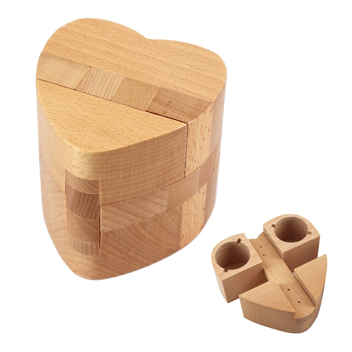 Wooden Magic Box Puzzle Boxes with Hidden Compartments for Adults Intelligent Brain Teaser Hard Difficult Impossible Ring Necklace Heart Case Holder Surprise Secret Gift for Girlfriend