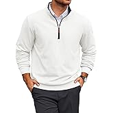 Yousify Mens Quarter Zip Pullover Mock Neck Long Sleeve Sweatshirts Casual Cotton Lightweight Golf Shirts