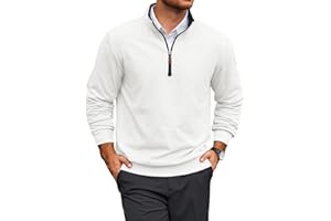 Mens Quarter Zip Pullover Mock Neck Long Sleeve Sweatshirts Casual Cotton Lightweight Golf Shirts