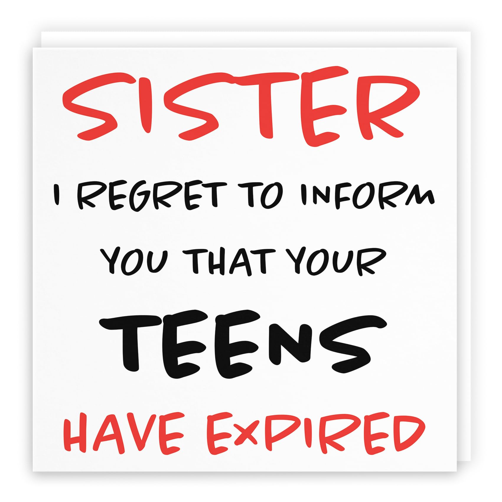 Hunts England - Sister 20th Funny Birthday Card - Sister - I Regret To Inform You That Your Teens Have Expired - Retro Collection
