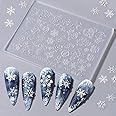 Christmas Nail Charms Silicone Molds Flower Butterfly Nail Molds Christmas Bells Snowflake Nail Carving Templates 3D Gel Nail Art Sculpture Acrylic Nail Mold Embossed Nail Stencils Silicone Nail Tools