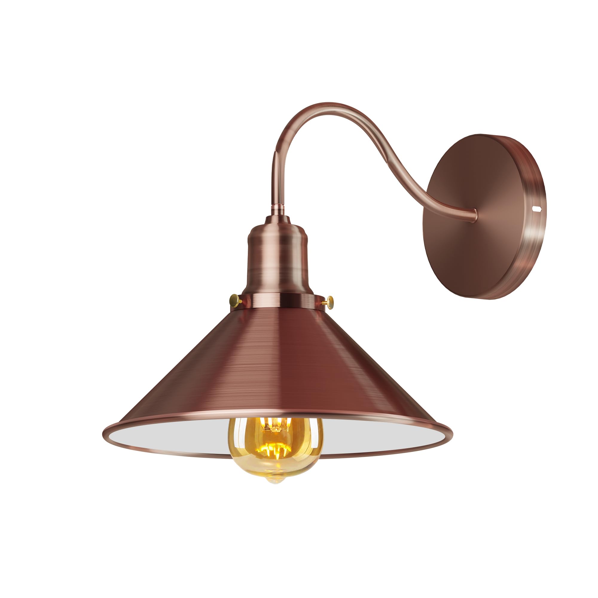 DC VOLTAGE Retro Rainproof Cone Shaped Shade Swan Neck Wall Sconce Fittings Metal Indoor Light Fitting for Bedroom Dinning Room Garage and Any Other Places Not Battery Oprated Wall Lights