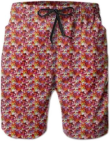 Qpkia Digital Garden Multi Roses Men Surf Swim Trunk Pants Pocket
