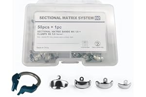 RWBATT Dental Matrix Ring Set, Dental Sectional Contoured Matrix Bands Nickel Titanium Clamping Clip Ring Dental Separation Ring Dentist Tools (D2)