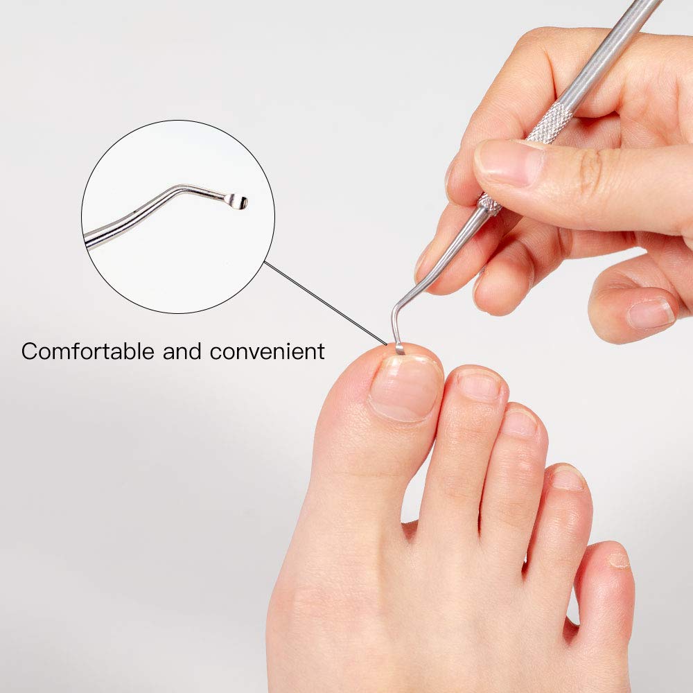 Ingrown Toenail Tool Kit, 3 Pack Stainless Steel Double Sided Pedicure Nail File Lifter Spoon Nail Pusher Cleaner Professional Pedicure Tools: Beauty