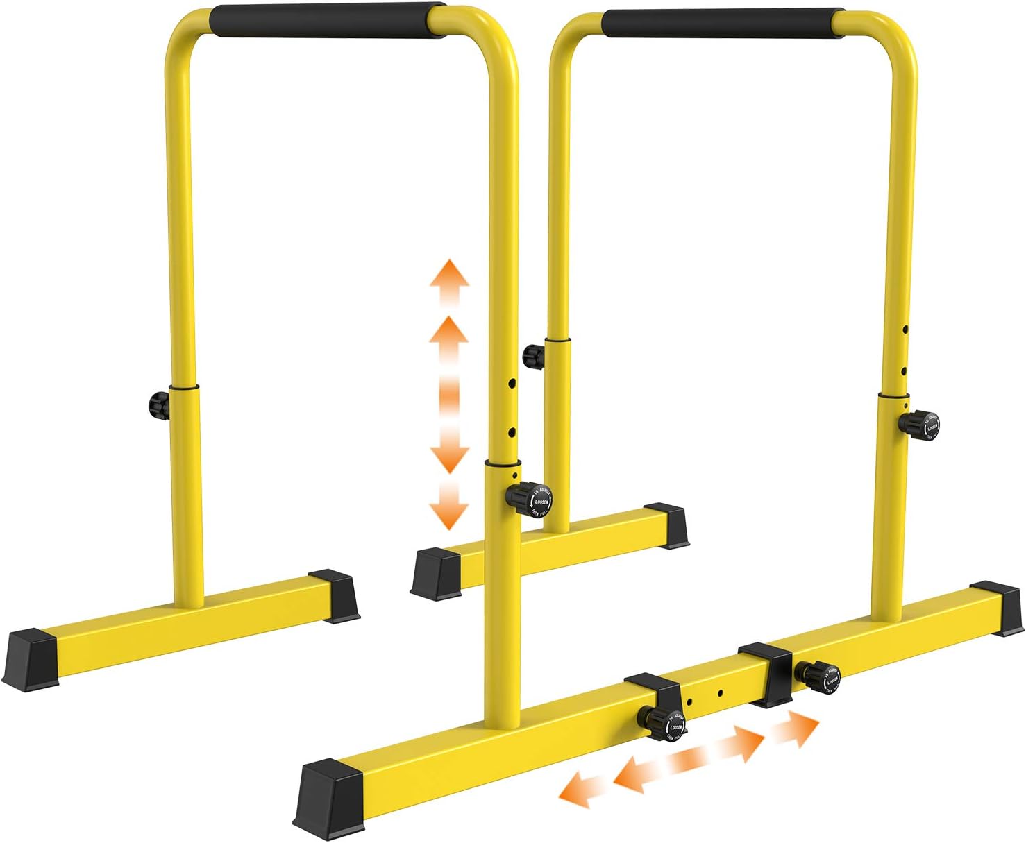 BARWING Adjustable Dip Stand Station Heavy Duty Functional Dip Bars Body Press Full Body Strengthener with Safety Connector Black