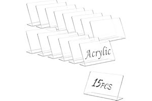 Ayuanb 15 Pcs Food Labels for Party Buffet, 6 x 4 Inch Acrylic Clear Chalkboard Signs for Buffet Display, Small Acrylic Food Tabletop Chalkboards for Bakery Table Display, Food Display, Pastry Tags