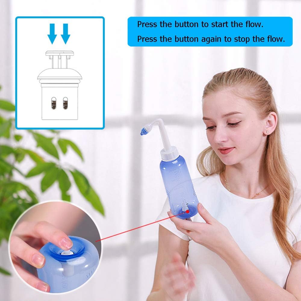 CROING 300ml Nasal Wash Bottle for Nasal Irrigation - Sinus Rinse , Neti Pot, White, Blue - Image 4