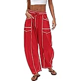 Nirovien Womens Barrel Sweatpants High Waisted Wide Leg Sweatpants Drawstring Lounge Baggy Pants Barrel Sweats