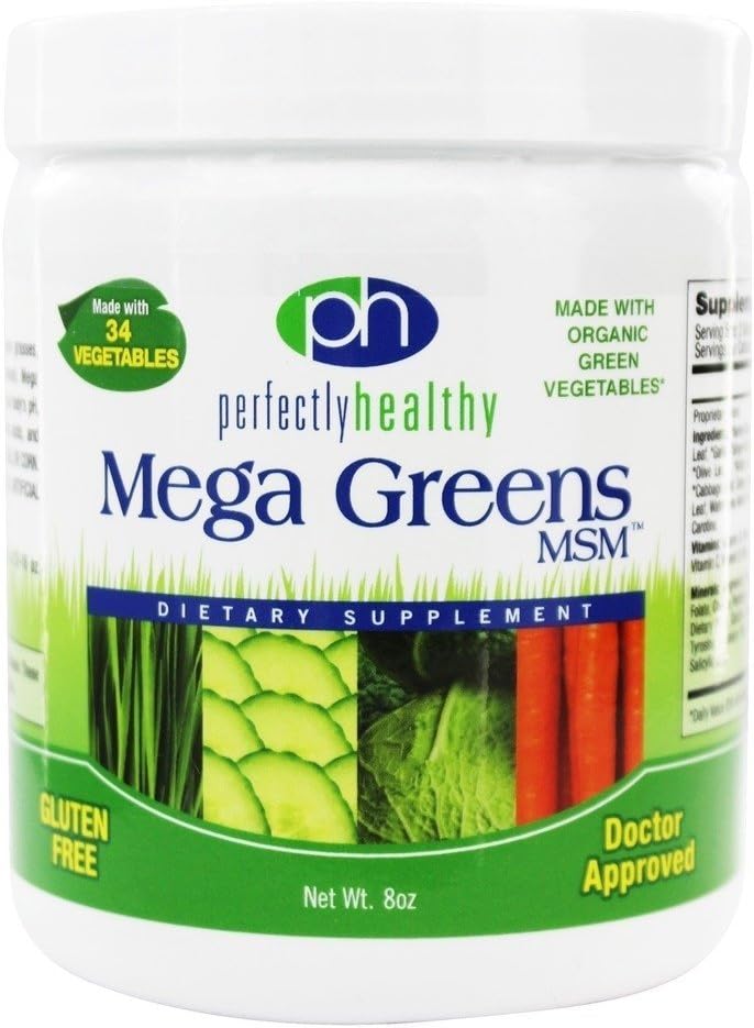 Perfectly Healthy Mega Greens Plus Msm Powder - 8 Oz