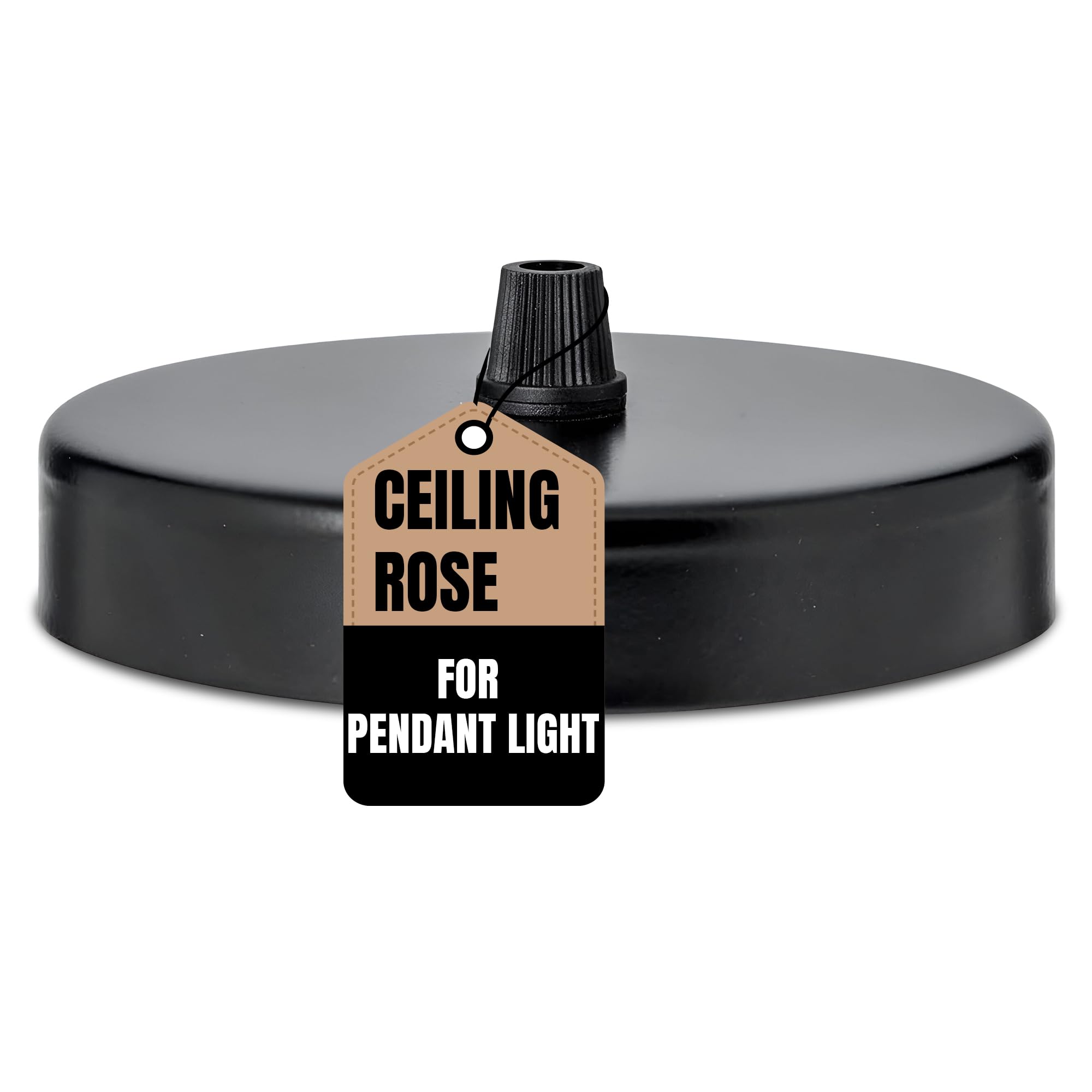 LEDSone Ceiling Rose Black 100mm Diameter Side Fitting Metal Pendant Light Base Decorative Lighting Plate Contemporary Ceiling Accessory Installation Kit UK Standard Hardware for Home Office Use