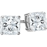 Houston Diamond District 0.5 to 10 Carat IGI Certified LAB-GROWN Princess Cut Diamond Stud Earrings for Women 4 Prong Screw Back (E-F Color, VS2-SI1 Clarity)