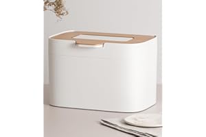 KAZAI. Compost Bin Kitchen 'Elin' | 1.2 GAL / 4.5L Countertop Compost Bin with Wooden Lid & Filter | Odor-Free, Dishwasher Safe, with Inner Bucket | Small Indoor Kitchen Composter | Off-White/Bamboo