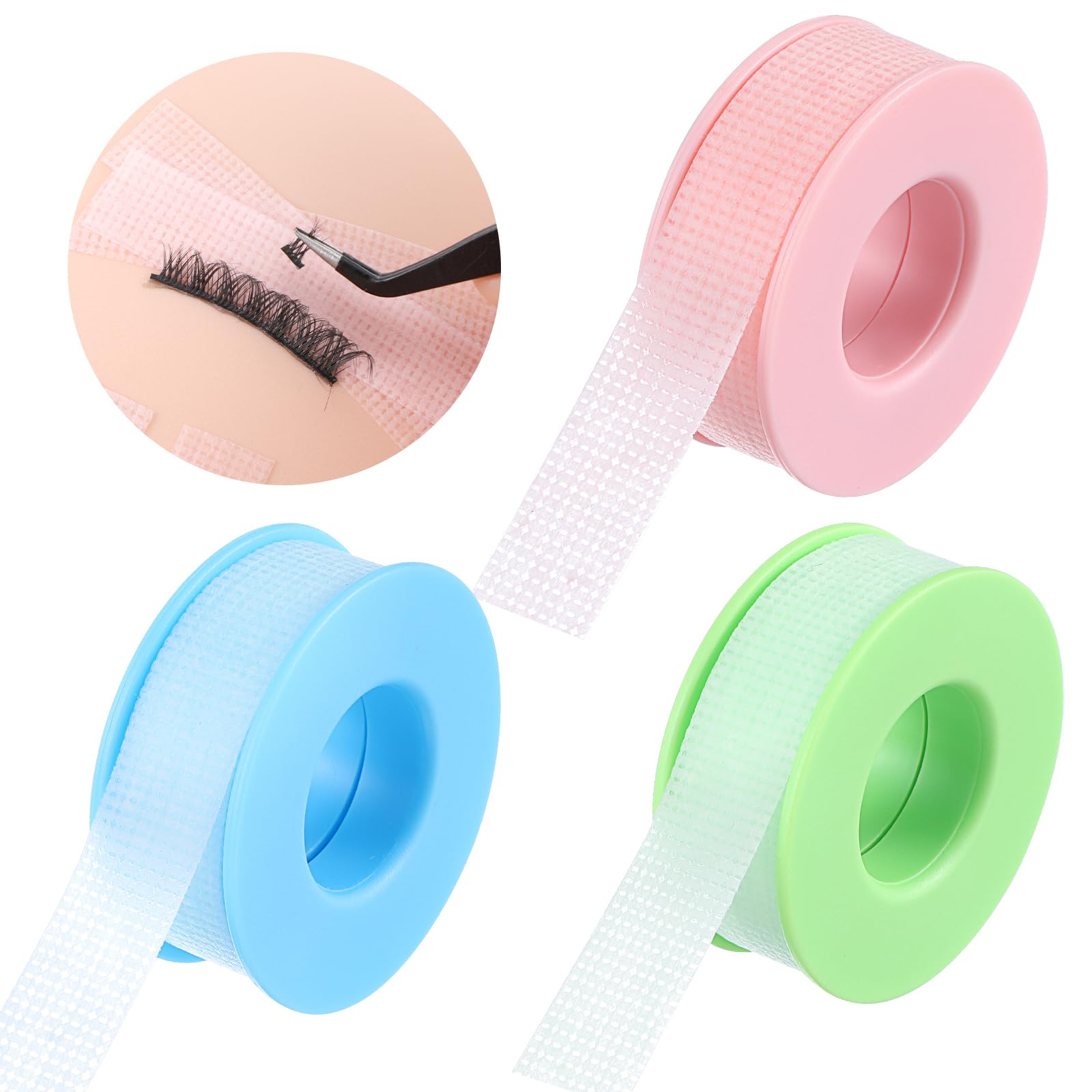 Gjinxi Lash Extension Tape Eyelash Tape 3 Rolls False Eyelashes Adhesives Micropore Tape Silicone Gel Tape Stickers 11.8 Yard Eye Lift Patches for Lashes Makeup Wound Care Sensitive Skin