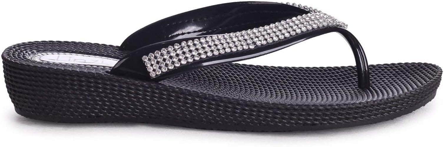 black diamante flip flops