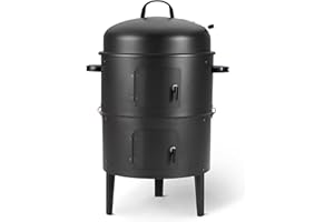 �鶹�� Basics 40.6 cm Vertical Charcoal Outdoor Smoker, BBQ Grill, Adjustable Air Supply Control, 1-Pack, Black