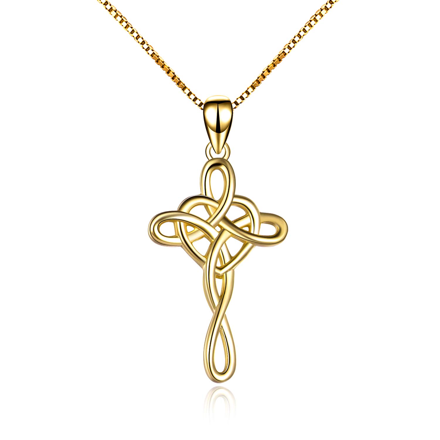 Gold Plated Sterling Silver Celtic Cross Necklace Jewellery Birthday Gifts for Women