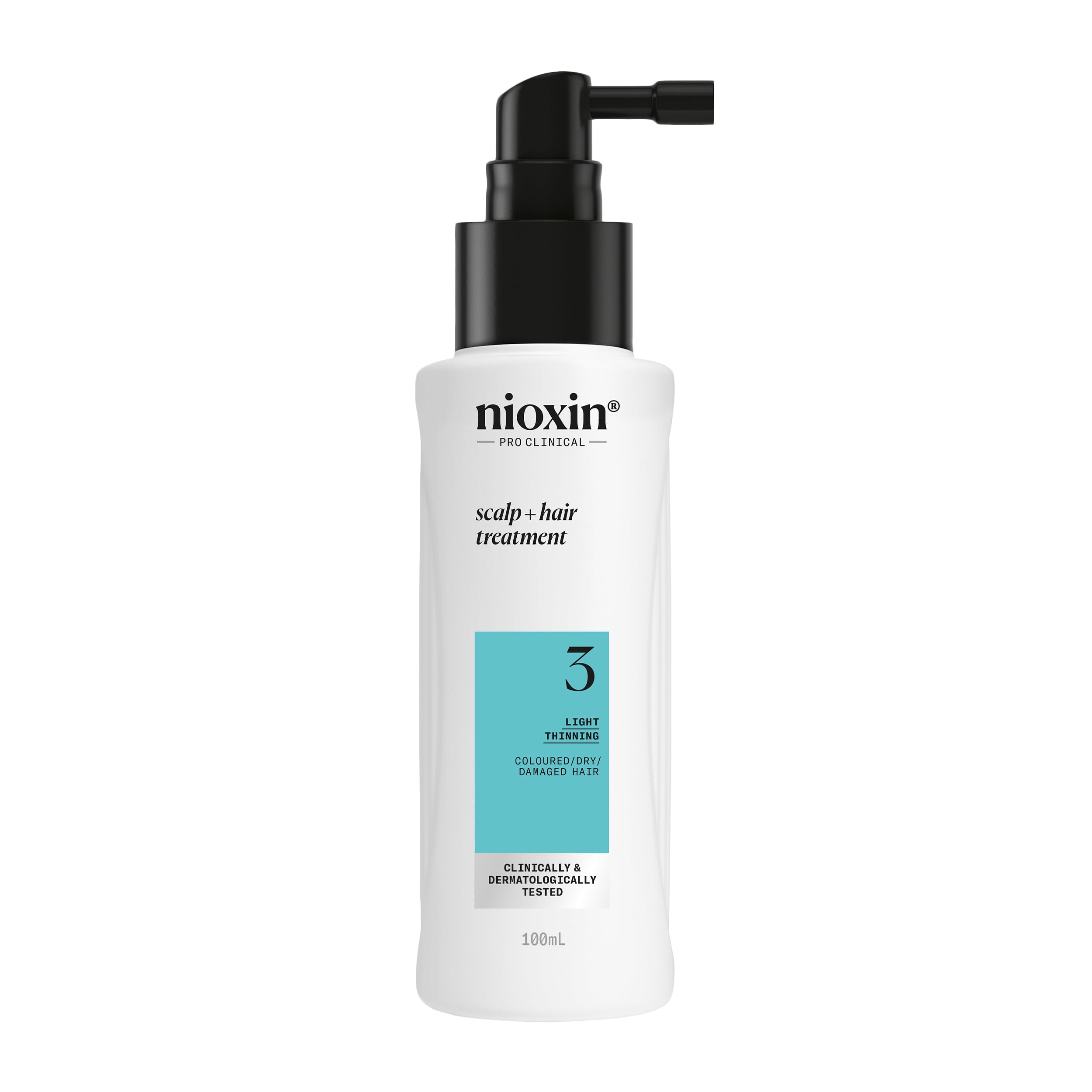 Nioxin System 3 Scalp + Hair Thickening Treatment - Hair Loss Serum for Coloured, Dry and Damaged Hair with Light Thinning - with Niacinamide and Biotin, 100ml