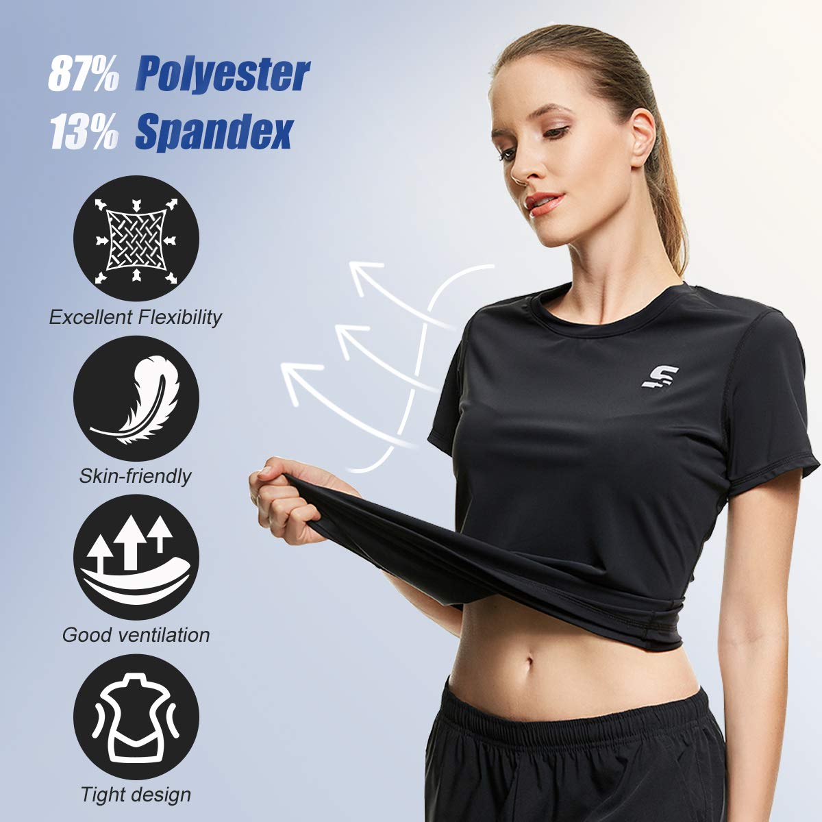 SS COLOR FISH Black Compression Shirt Women Baselayer L