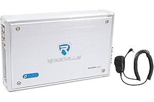 Rockville RXM-S20 1600W Peak 4-Channel Micro Marine/ATV Amplifier, Water-Resistant, PA Microphone, Compact Design for Boats & Off-Road Vehicles