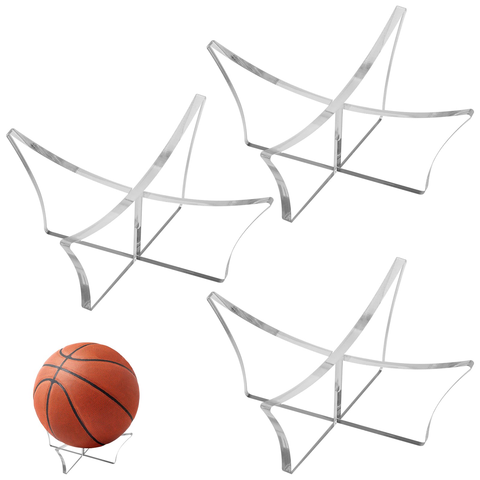 Bewudy Acrylic Ball Stand - 3 PCS Sports Ball Display Stand & Storage Rack (4.72 x 1.96 inch; 12 x 5 cm)