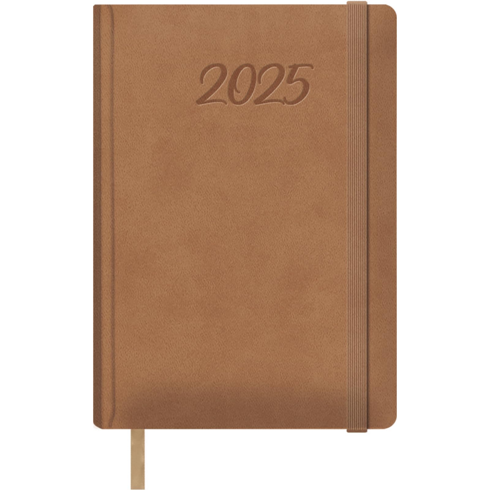 Dohe - 2025 Diary – Day by Page, A5 Size (15 x 21 cm), 12 Months January to December, Leatherette Hardcover, Planner in Spanish, Office Supplies - SAMBA Cámel