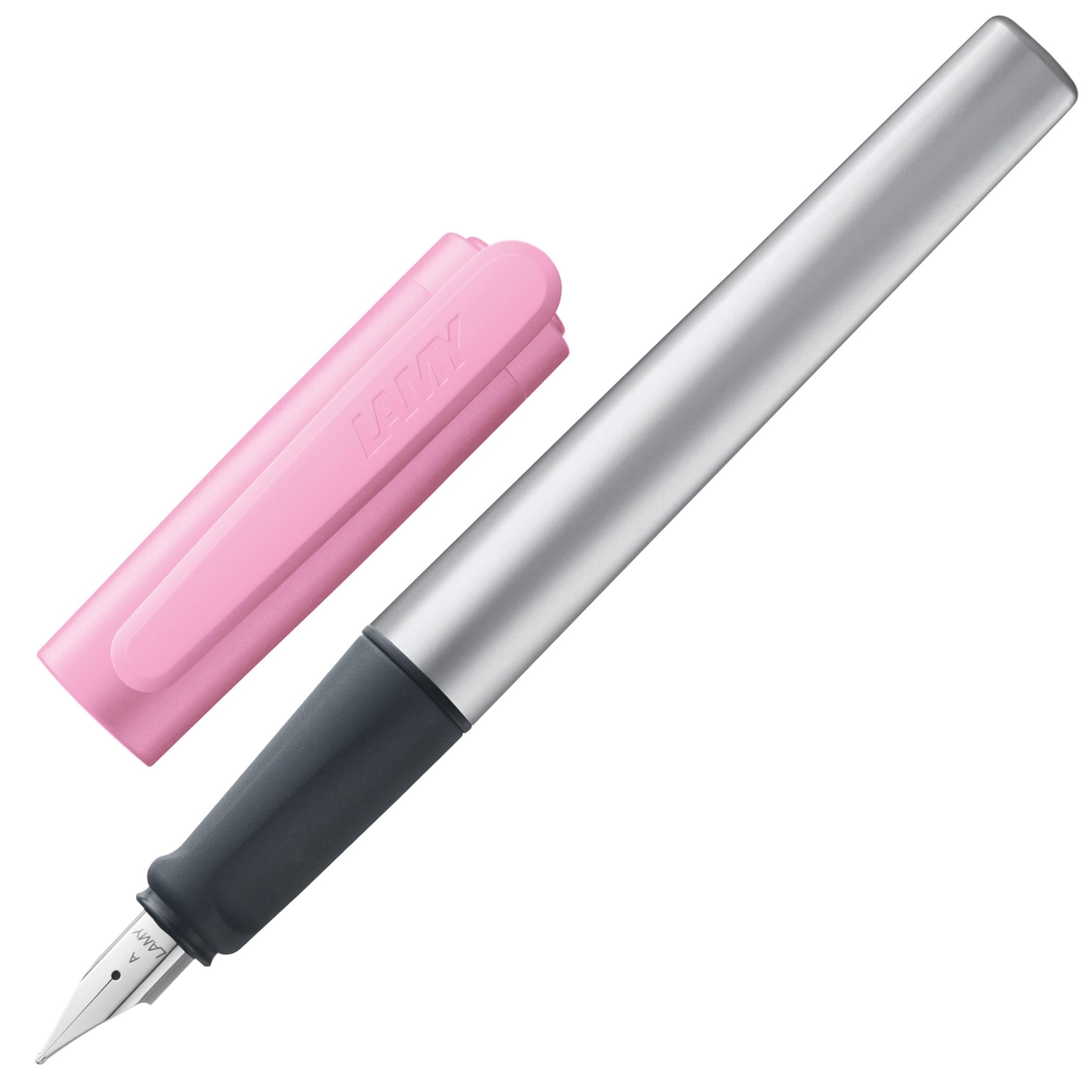 LAMY nexx rose – Fountain Pen with slip-proof grip & polished steel nib in size M - triangular aluminum body - including LAMY T 10 blue cartridge - Right-Handed