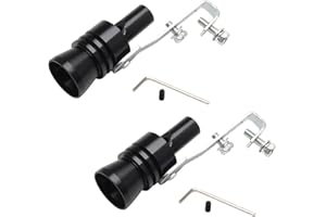 URBEST Aluminum Alloy Universal Turbo Sound Exhaust Muffler Pipe Whistle Car Roar Maker 2pcs (Black, L 44x55mm)