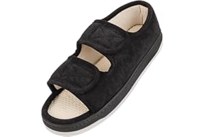 ITODA Diabetic Swollen Sandals for Men Women Wide Width Edema Adjustable Extra Wide Open Toe Diabetic Slippers for Swollen Feet Arthritis Elderly Swelling Neuropathy Lymphedema Surgery Recovery Footwear