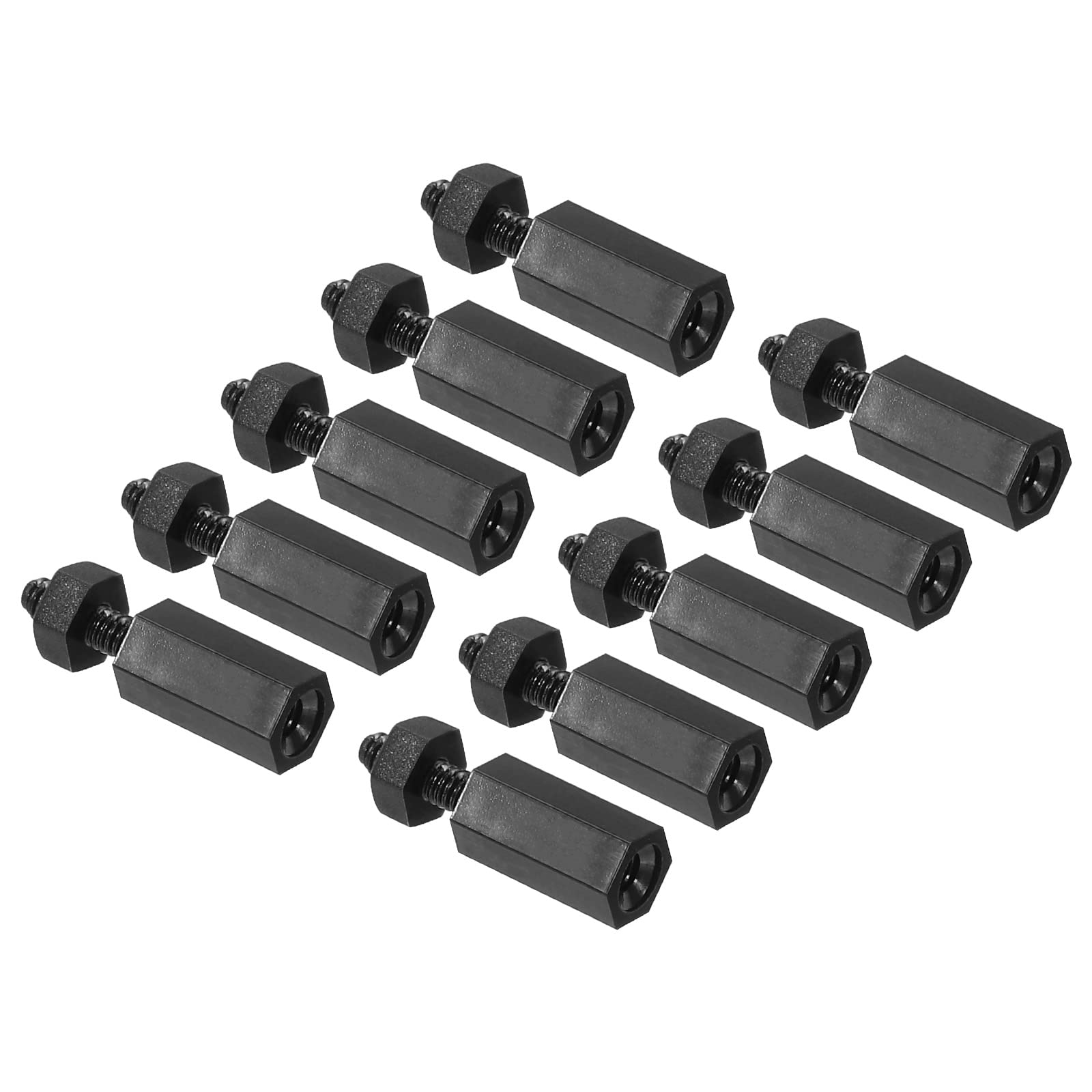 PATIKIL M2 Nylon Hex Standoff Screws Nuts, 1Set/100Pack PCB Male Female Threaded Kit for Motherboards, Computer Cases, Circuit Boards, Electronics (8mm+5mm, Black)