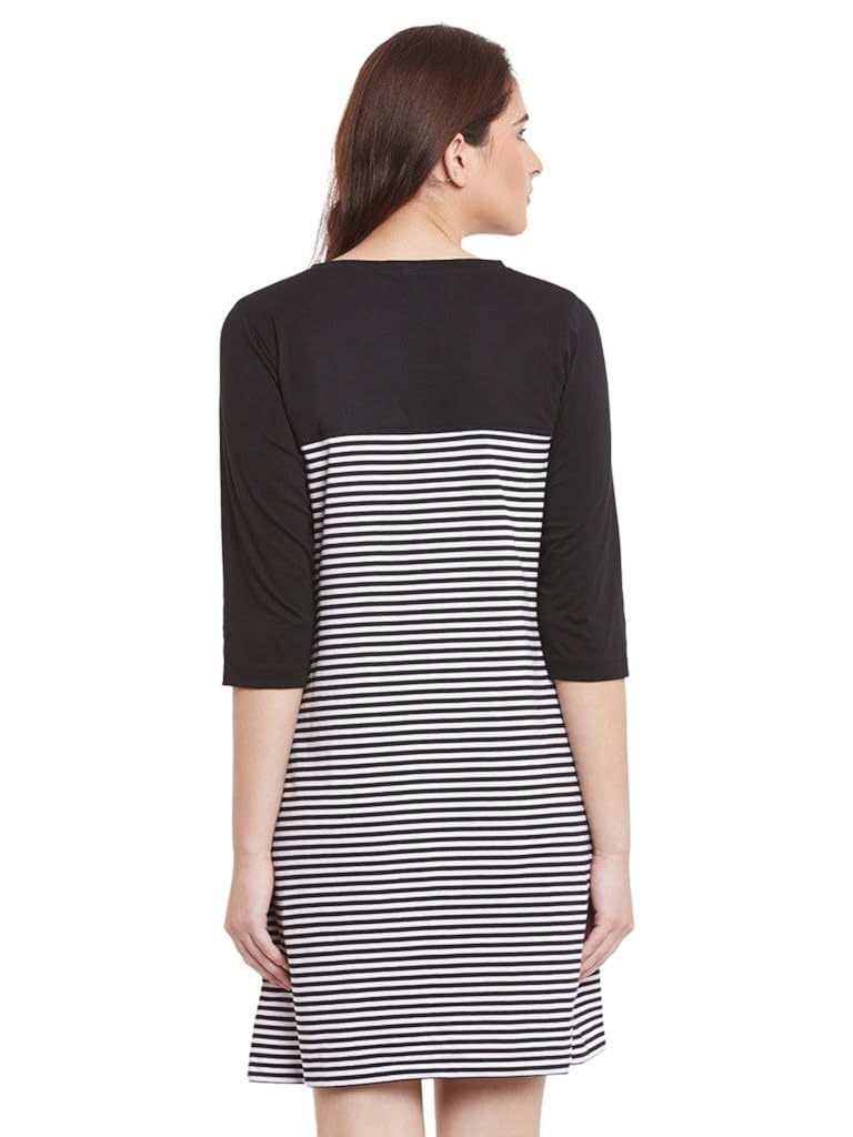 miss chase womens black and white striped shift dress