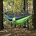Ufanore Camping Hammock Lightweight Nylon Portable Hammock Easy Assembly Best Parachute Double Hammock (Light Green & Blackish Green with net, 102in 55in)