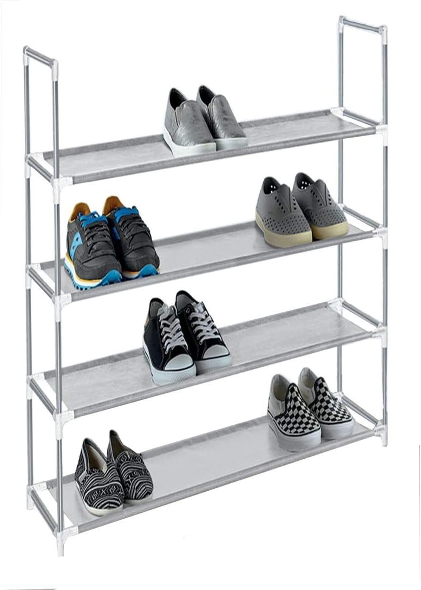 expandable stackable shoe rack on Amazon Com J V Textiles Stackable Shoe Storage And Organizer Racks 4 Tier 6 Tier Over The Door Or Stackable Gray 4 Tier Home Improvement