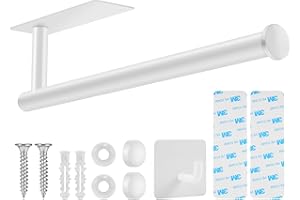 UREZORGEAR 2nd Gen Paper Towel Holder Under Cabinet, [More Studry] Self Adhesive or Drilling Paper Towel Holder Wall Mount for Kitchen RV, [Fit Mega Paper Towel Roll] SUS304 Stainless Steel Paper Towel Rack