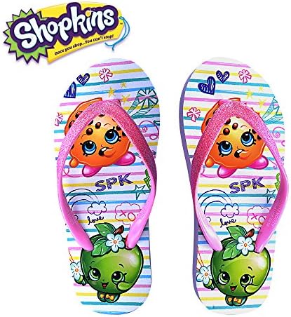 My Comfort Zone Shopkins Girls Flip Flops with Sparkling Jelly Straps in White, Size 13/1