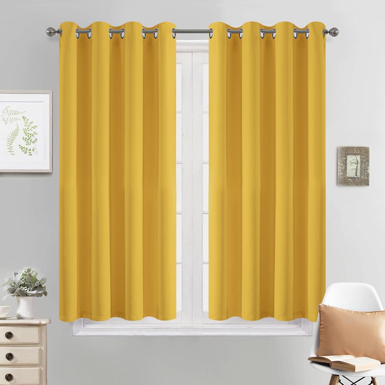 Yakamok 45 Inch Length Blackout Curtains for Bedroom, Room Darkening