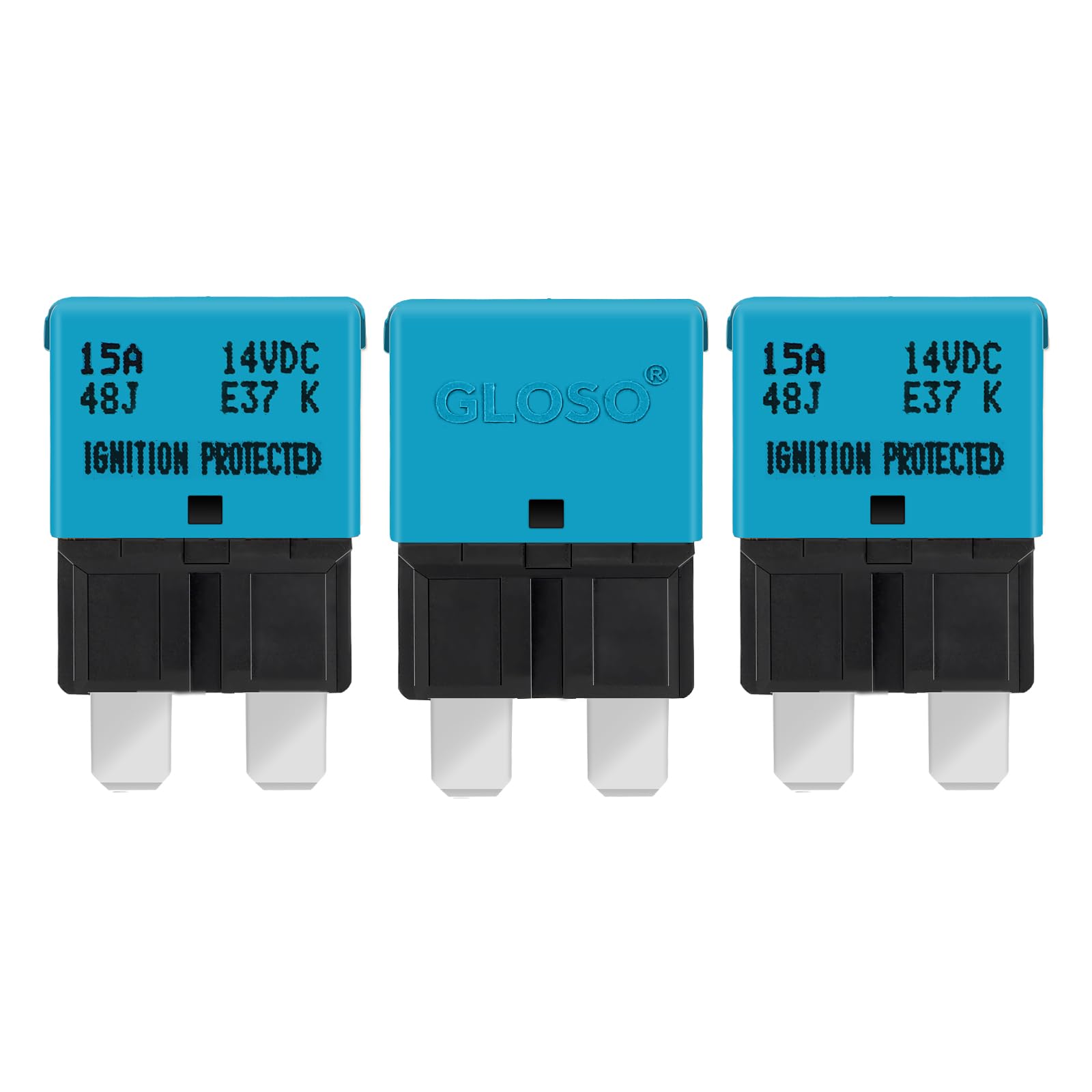 GLOSO Blade Circuit Breaker RV Marine Boat Truck Yacht Auto Reset Audio Solar System Protection ATO ATC 15 Amp E37 3 PACK