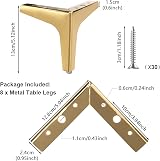 LOLYSIC 8 Pcs Gold Metal Furniture Legs 13cm Heavy Duty Triangle view 2