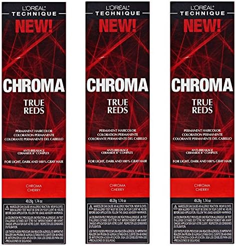 L'Oreal True Reds Chroma Cherry Permanent Hair Color Tint HC-22913 (3 Pack)