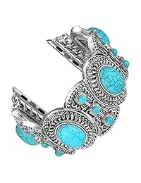 Fastgo   Correa para Apple Watch (1.496 in, 1.575 in, 1.654 in, 1.732 in, estilo bohemio étnico antiguo con turquesa, compatible con la serie 4, 3, 2 y 1)