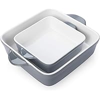 Sweese 514.213 Porcelain Baking Dish Set of 2, Square Lasagna Pans, 8 x 8 inch & 6 x 6 inch Non-stick Brownie Pan with…