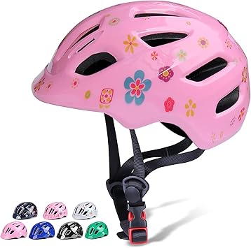 Amazon 幼児用ヘルメット キッズ バイクヘルメット 幼児ヘルメット 女の子 男の子 マルチスポーツ 子供用ヘルメット 調節可能 スケートボード サイクリング ヘルメット 対象年齢18ヶ月以上 S M 4 22インチ 3 8歳 花 Glaf ヘルメット