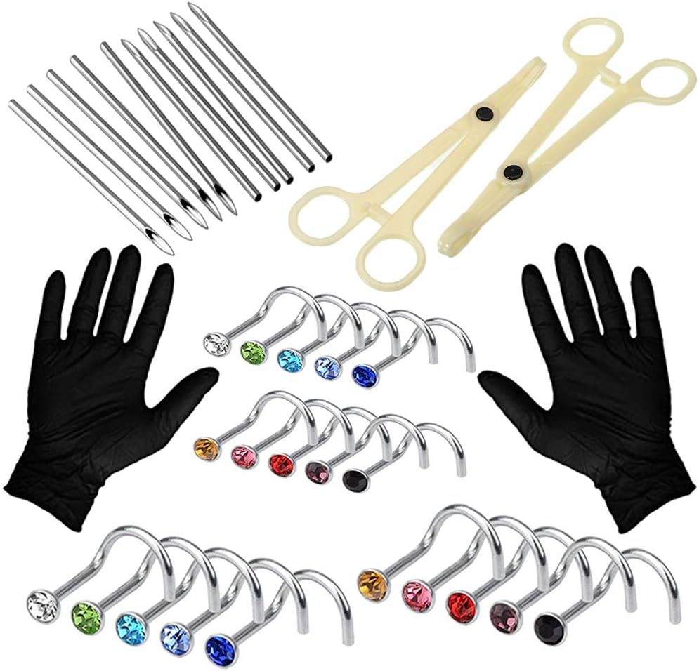 Nose Piercing Kit WZPB 44Pcs Body Piercing Kit Includes Piercing