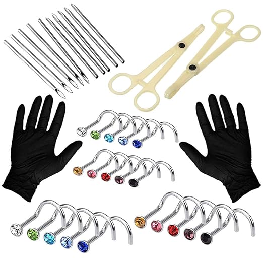 Nose Piercing Kit WZPB 44Pcs Body Piercing Kit Includes