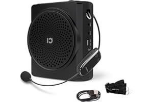 SHIDU Portable Voice Amplifier with UHF Microphone Headset, Mini Bluetooth Pa Speaker,16W 2200mAh Rechargeable Personal Amplifier for Teachers, Tour Guide,Yoga, Training, Meeting,Classroom