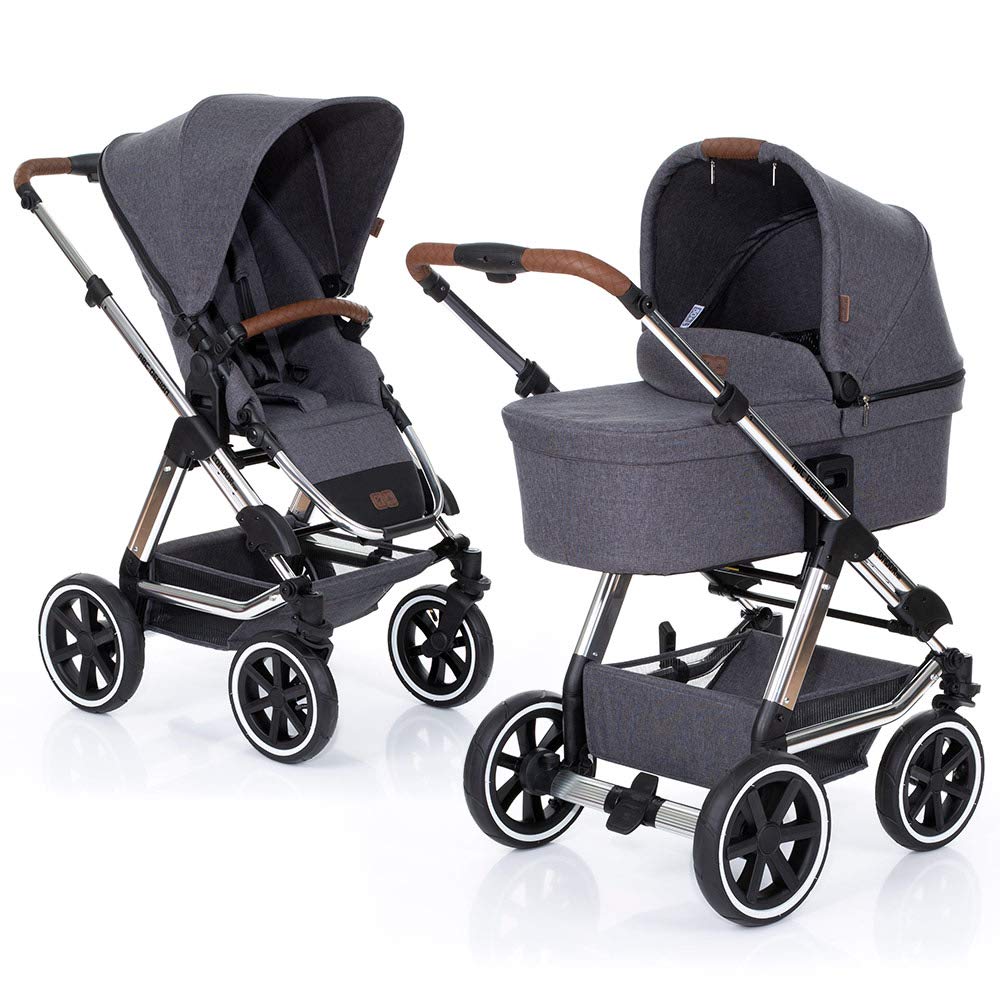 ABC Design Kombi Kinderwagen Condor 4 Air - 2in1 Set mit Babywanne und Sportwagen Buggy Aufsatz - Diamond Special Edition 2019 - Asphalt