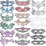SIQUK 20 Pieces Lace Masquerade Mask Women Venetian Masks, 9 Colors